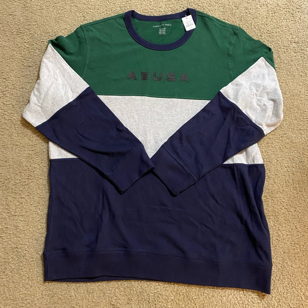American Eagle Color Block Striped Sweatshirt